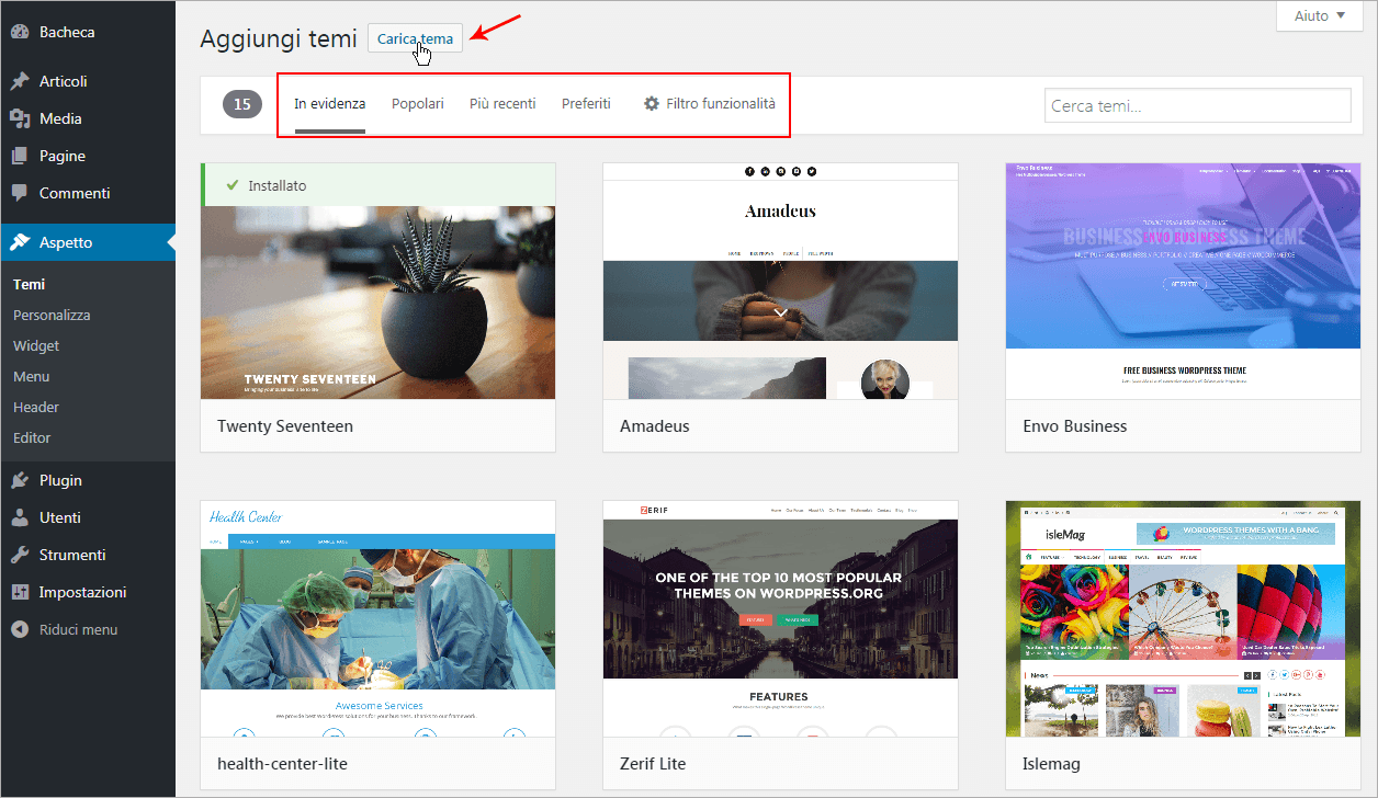 scelta tema sito web aziendale WordPress