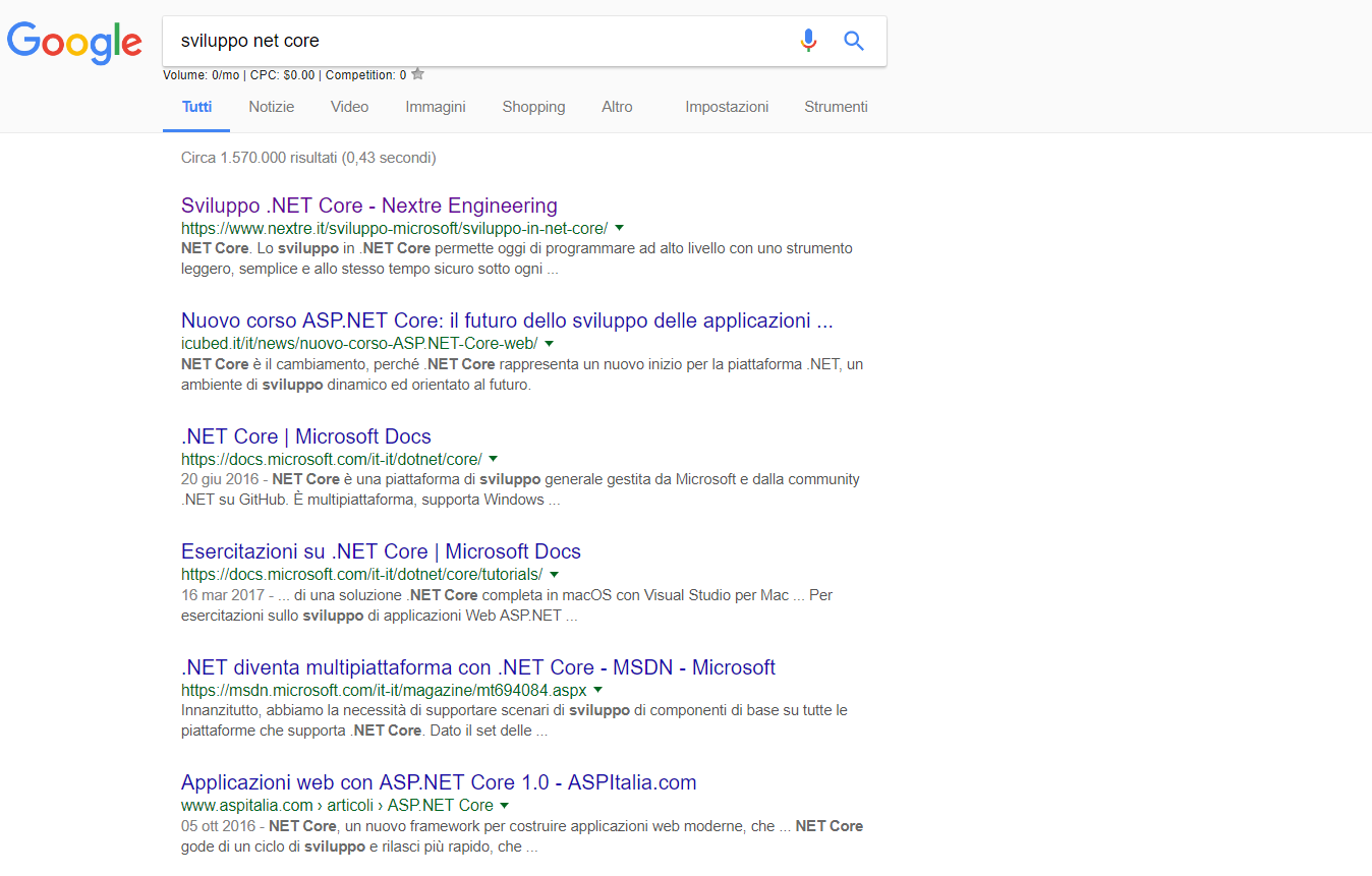 prima pagina google - seo per un centro estetico
