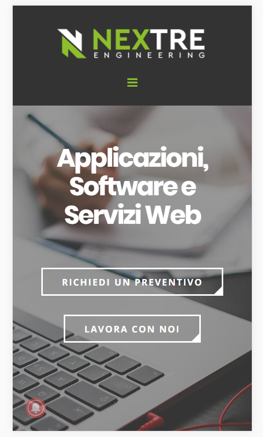 Il sito Nextre visto da mobile