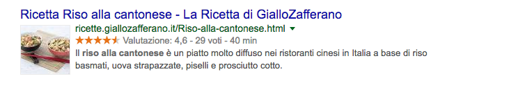 Rich Snippet Giallo Zafferano Posizionamento Su Google di un sito web