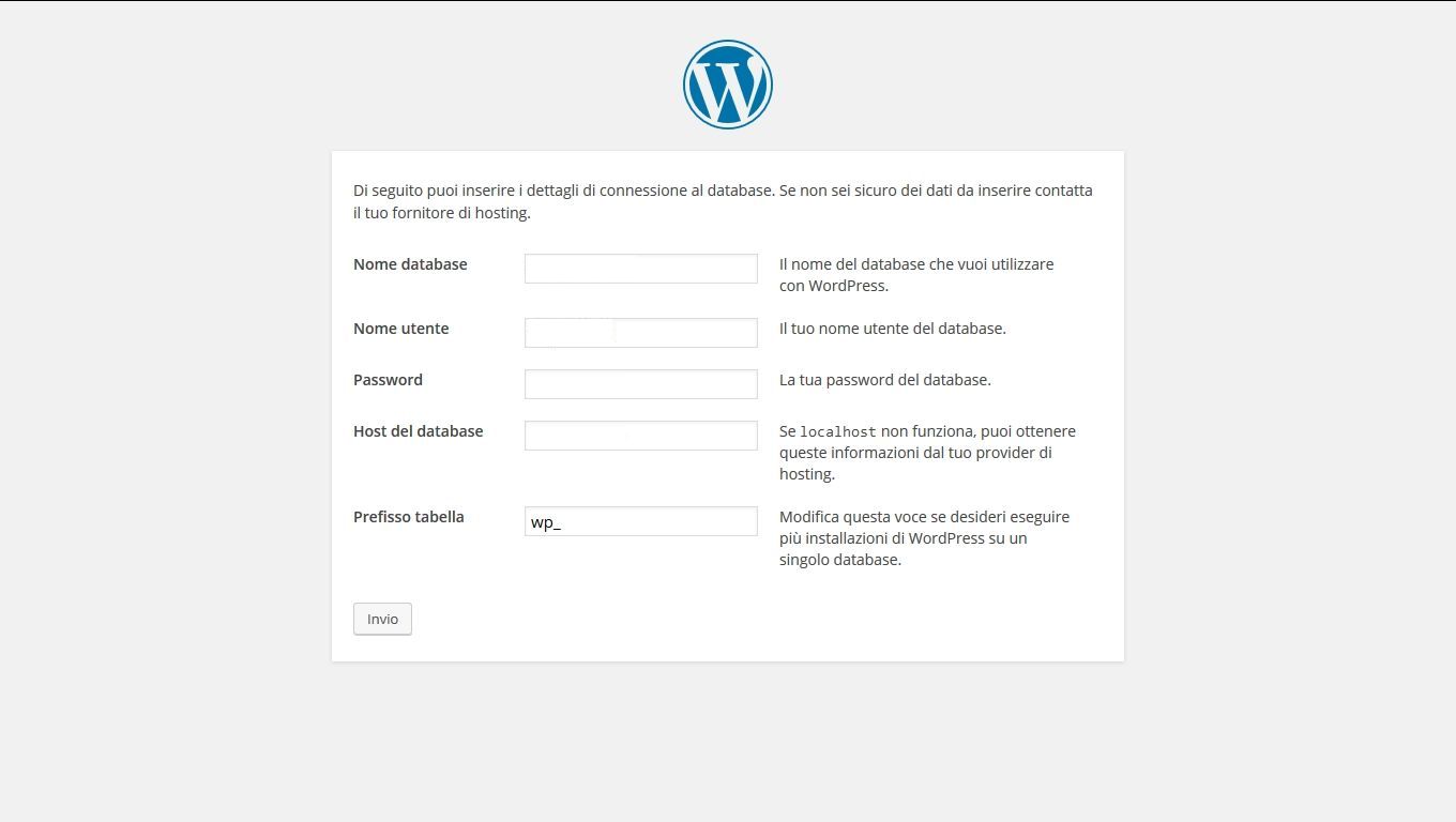 dati sito web aziendale WordPress