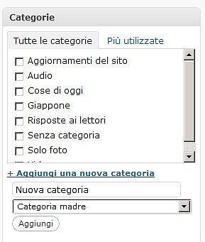 convertire le categorie in tassonomie personalizzate