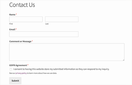 Form Contatti GDPR in WordPress