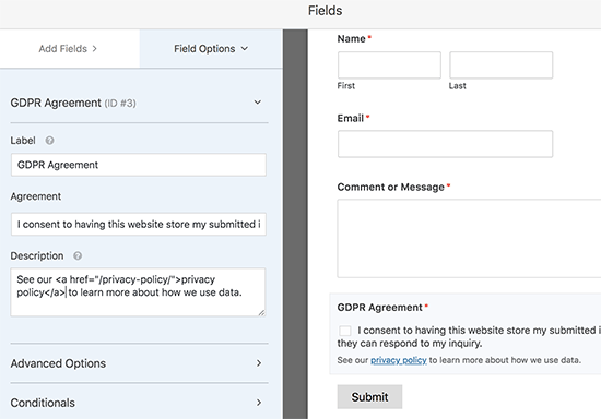 Form Contatti GDPR in WordPress