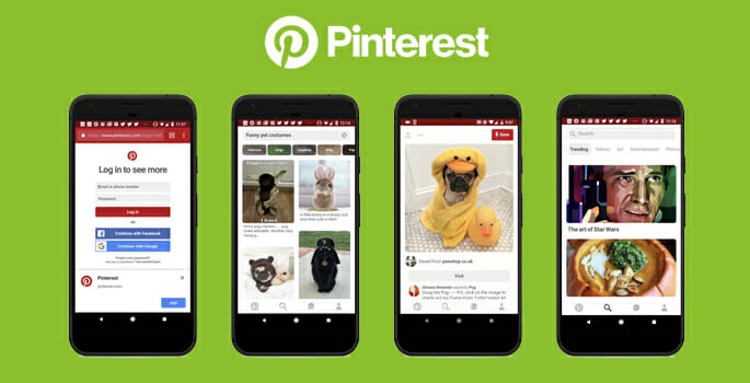 progressive web app di Pinterest