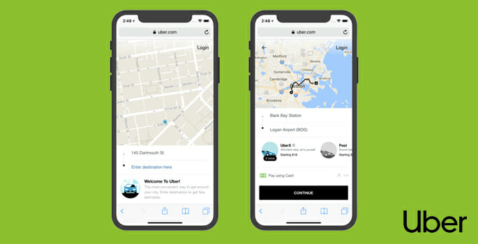 progressive web app di Uber